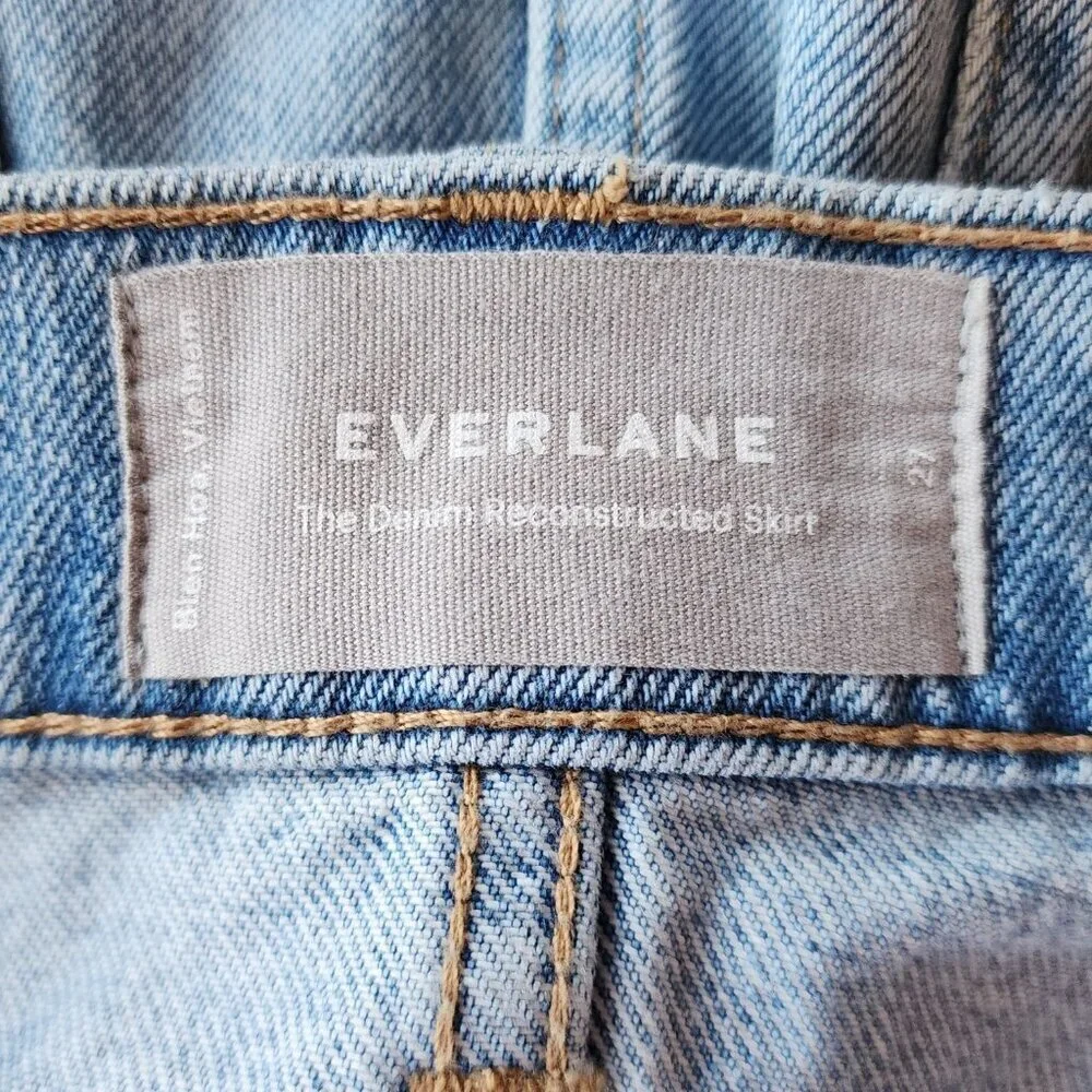 Everlane The Denim Reconstructed Skirt Distressed Raw Hem Jean Skirt Womens 27